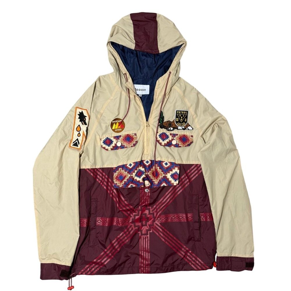 Reason Clothing Mens Medium Vintage Style Pullover Hoodie Windbreaker Half Zip